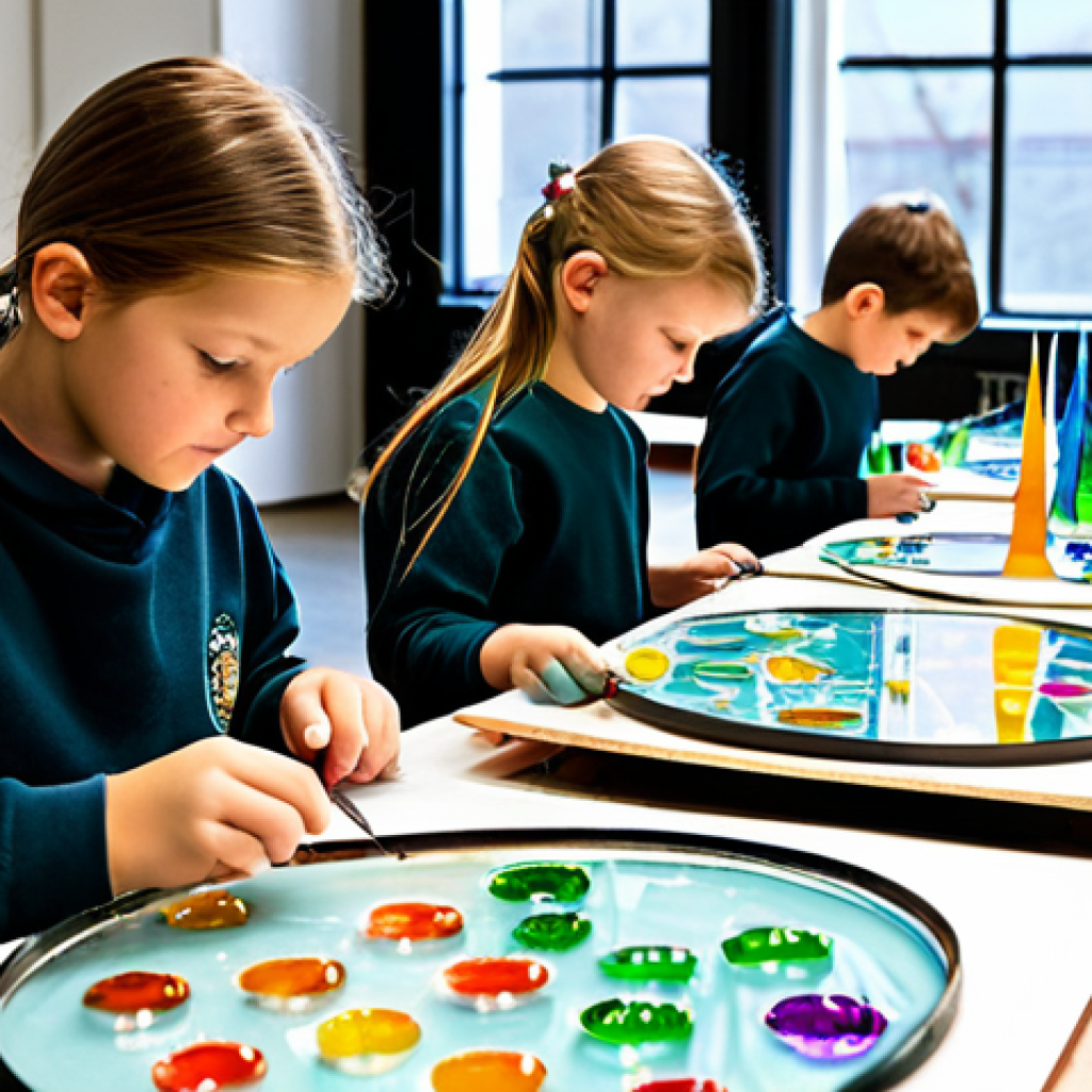 유리공예와 아이들을 위한 체험 프로그램 - Children's Glass Workshop**

"A group of children, fully clothed in appropriate attire, participatin...