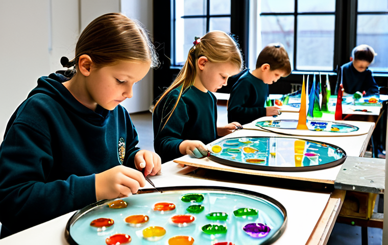 유리공예와 아이들을 위한 체험 프로그램 - Children's Glass Workshop**

"A group of children, fully clothed in appropriate attire, participatin...