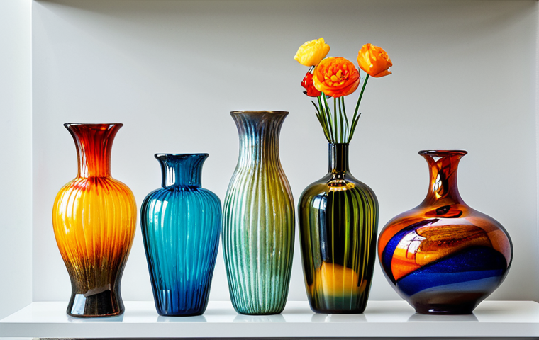 유리공예 전문가 인터뷰 모음 - **

"A glassblowing artisan, fully clothed in professional attire, carefully shaping molten glass in...
