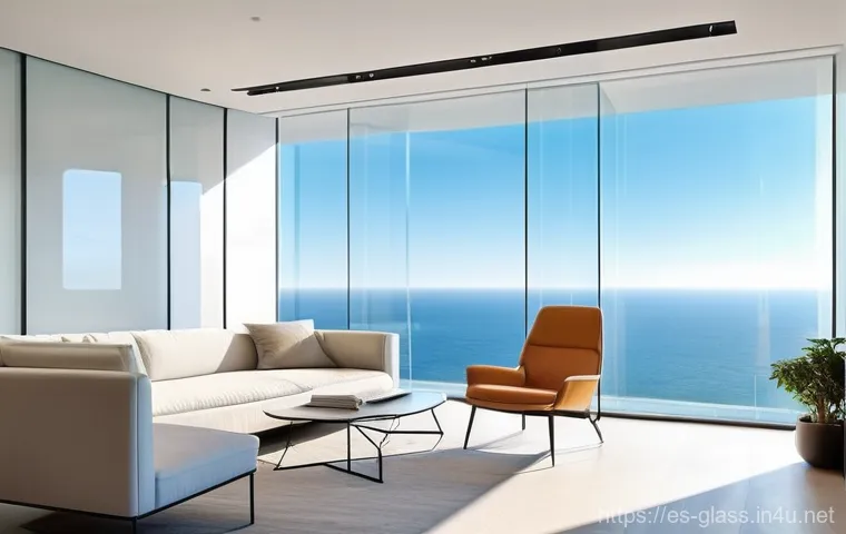 유리공예와 판유리 가공 기술 - **"A breathtaking, high-rise building with a sleek, modern glass facade stands tall against a vibran...