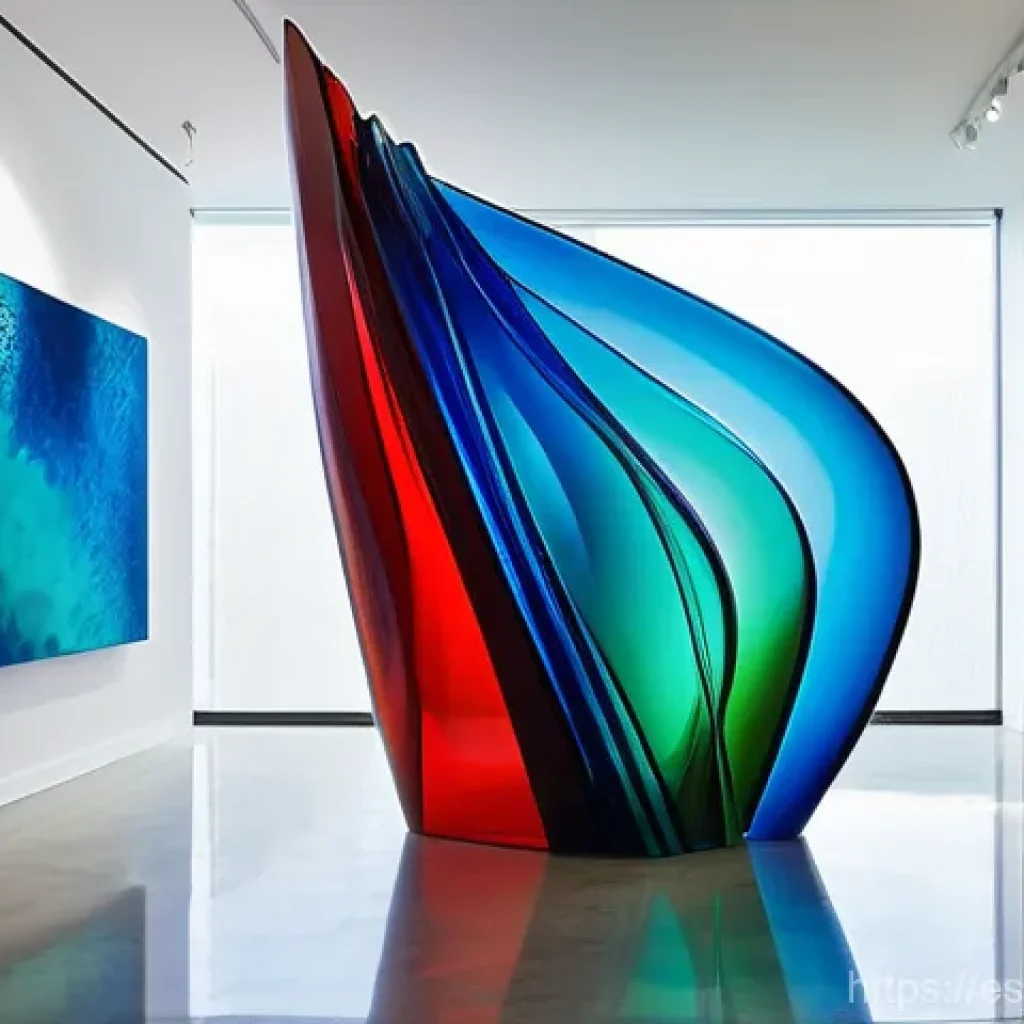 유리공예 재료별 내구성 분석 - **Prompt: Majestic Borosilicate Glass Sculpture in a Contemporary Gallery**
A breathtaking, larg...