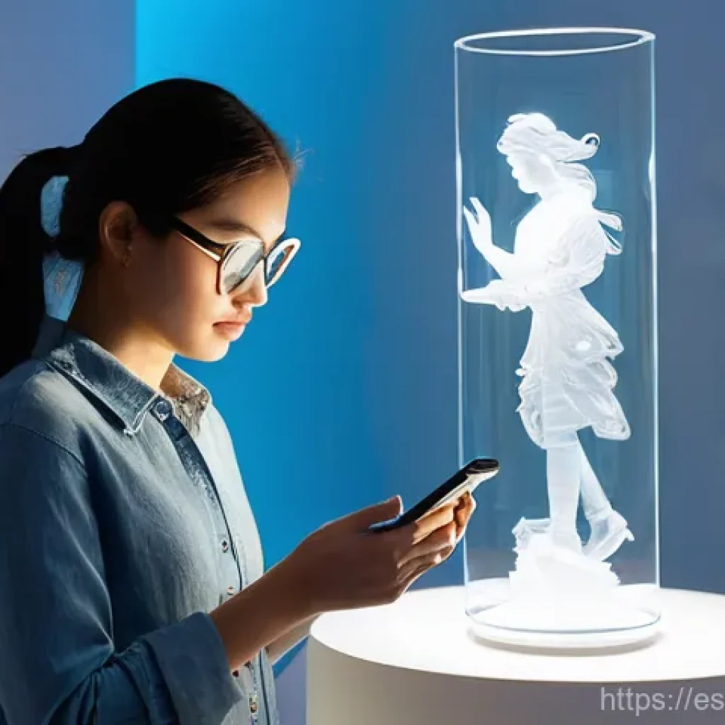 유리공예와 AR VR 전시 활용 - **Prompt 1: The Augmented Reality Glass Gallery**
    A young woman, wearing stylish yet casual atti...