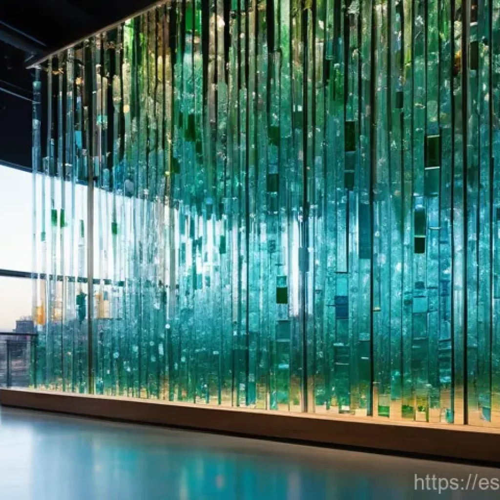 유리공예 해외 트렌드 - **Sustainable Glass Cascade of Light:** An awe-inspiring, large-scale art installation made entirely...