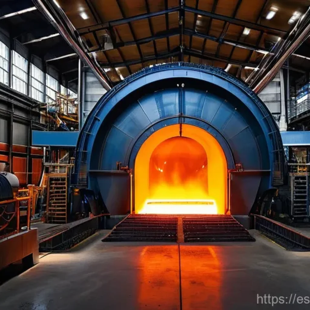 유리공예 유리 가공 기계 종류 - **Industrial Glass Furnace Scene:**
    "A wide-angle, awe-inspiring shot inside a modern glass manu...