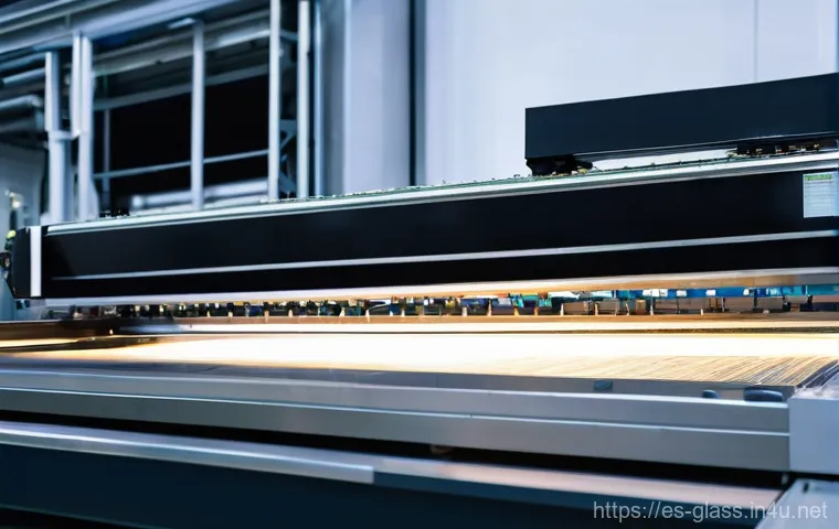 유리공예 유리 가공 기계 종류 - **Industrial Glass Furnace Scene:**
    "A wide-angle, awe-inspiring shot inside a modern glass manu...