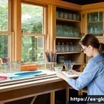 Home 22 유리공예 개인 작업실 구축 방법 - **Prompt 1: The Inspiring Home Glass Art Studio Corner**
"A cozy and sunlit corner of a home art...