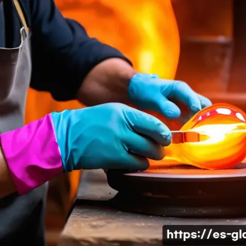 Home 30 유리공예와 패션 액세서리 제작 - A close-up shot of an artisan’s hands skillfully shaping vibrant blown glass jewelry, showcasing org...